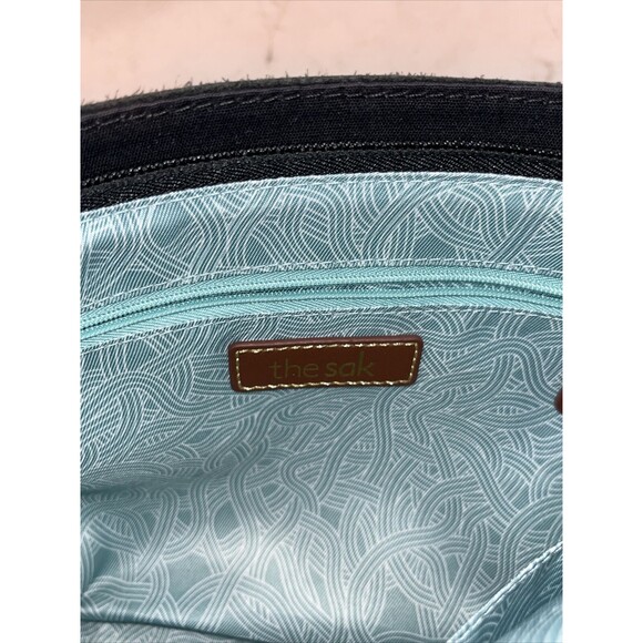 The Sak Indio Black Vintage Finish Leather Hobo Boho Shoulder Bag‎ Charm Braided - Picture 11 of 15